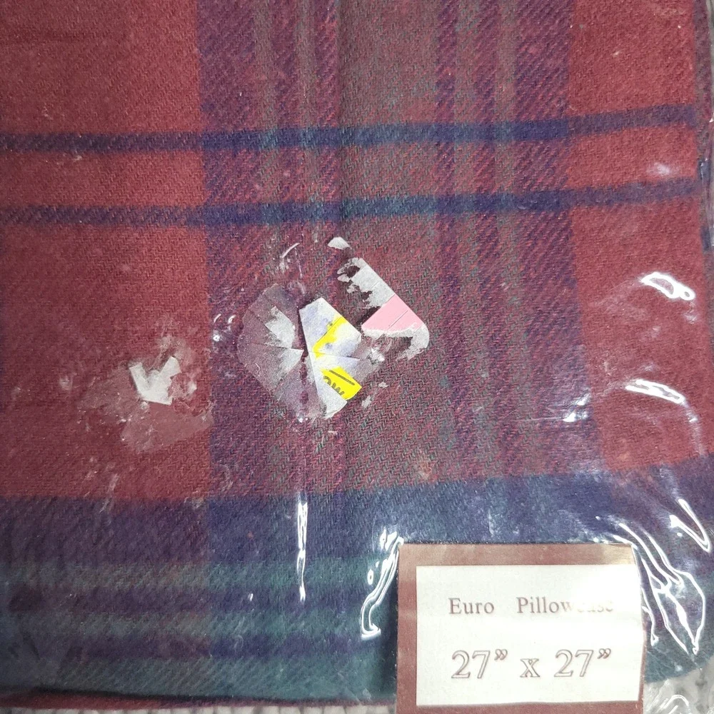 Scottish Heritage Cotton Tartan Plaid Euro and Standard Pillowcase Set Red Blue